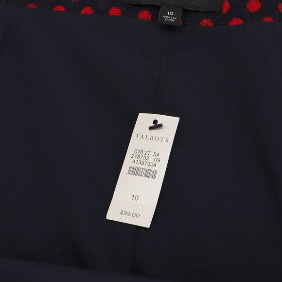 NWT TALBOTS Wool Blend Polka Dot Pencil Skirt in Navy & Red Size 10 - Picture 7 of 8